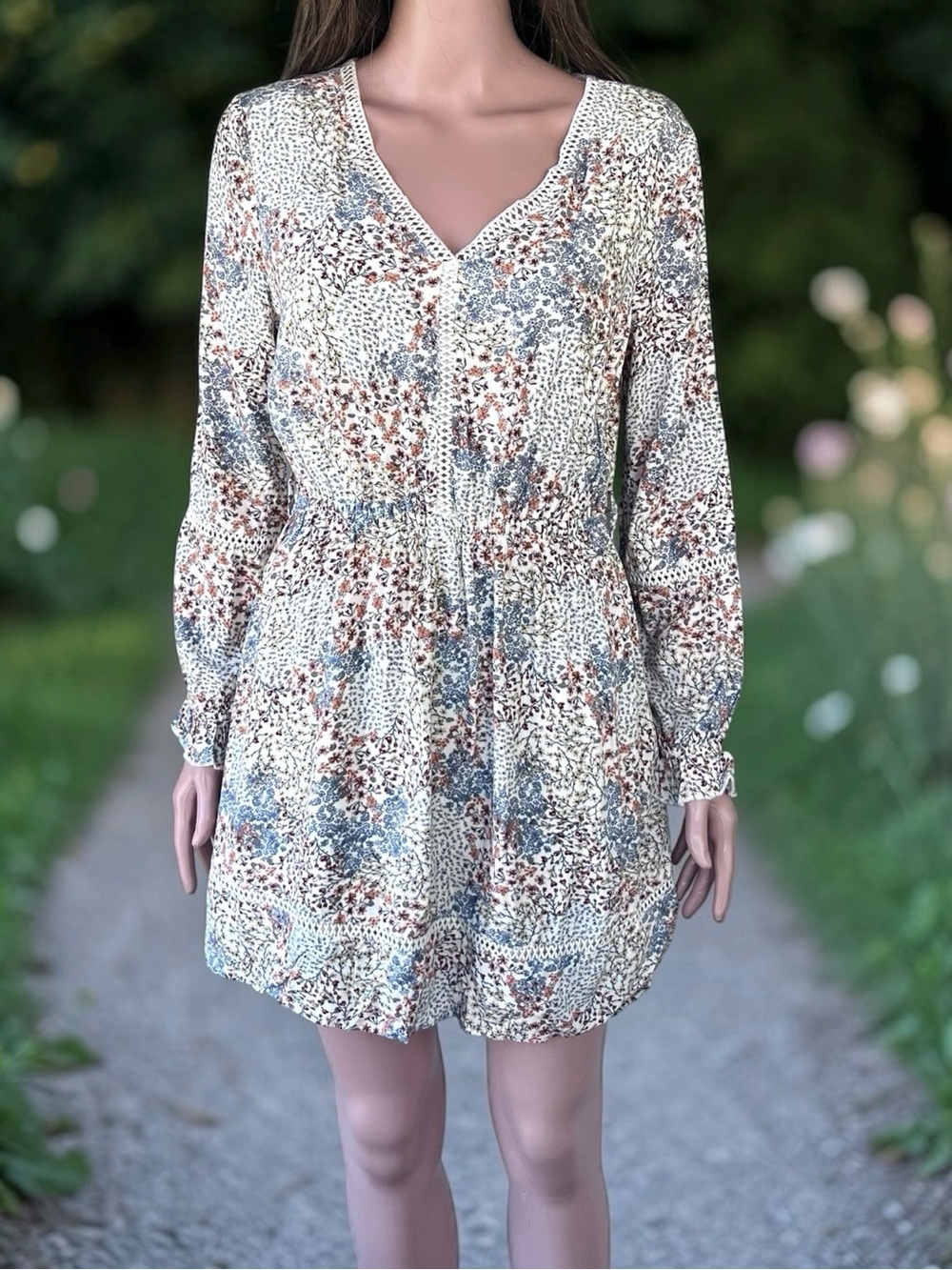 Wallflower Floral Boho Mini Dress Size M Cottagecore Peasant